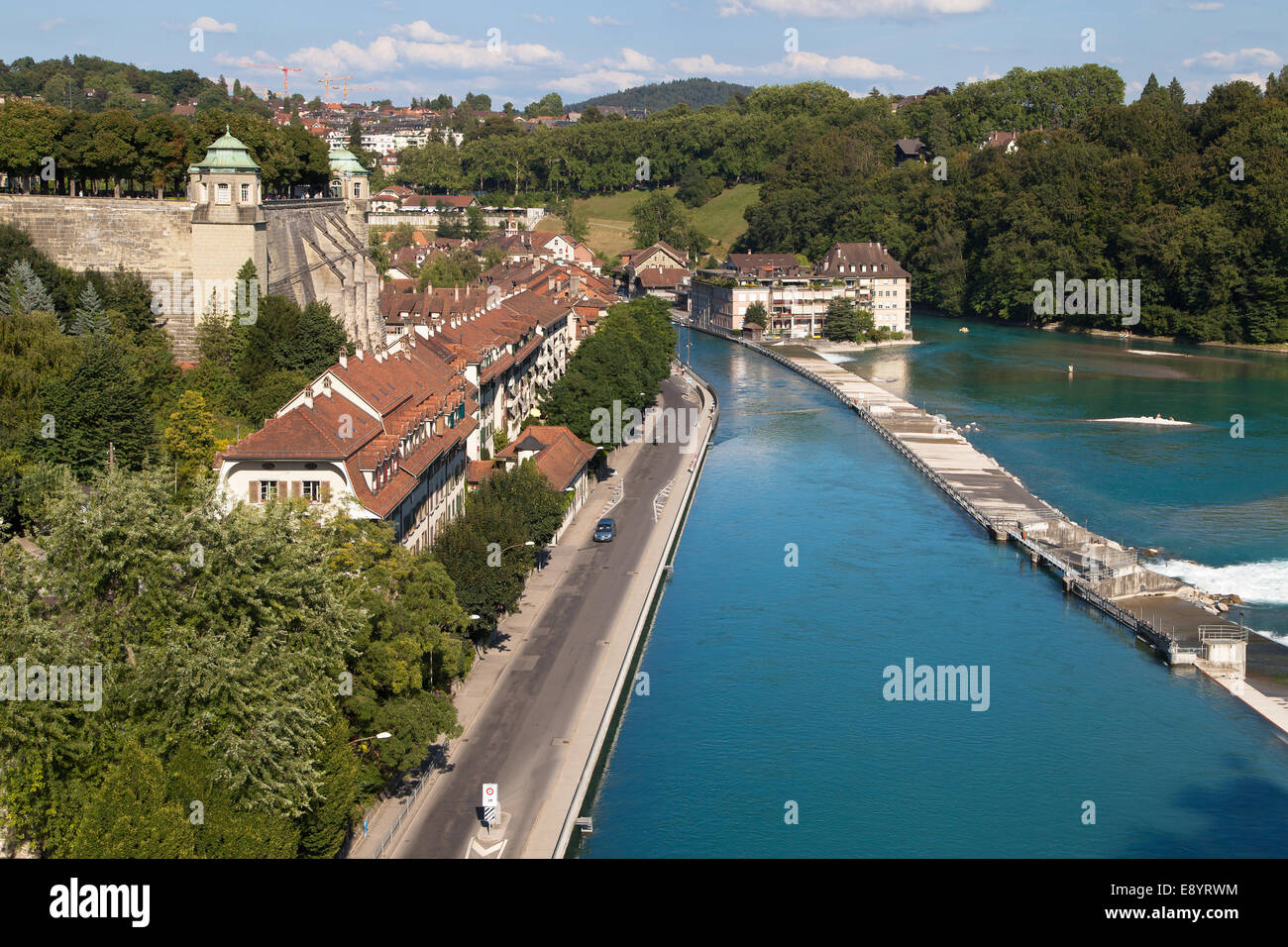 Matte quartier, historic district of Bern at the shores of river Aare ...