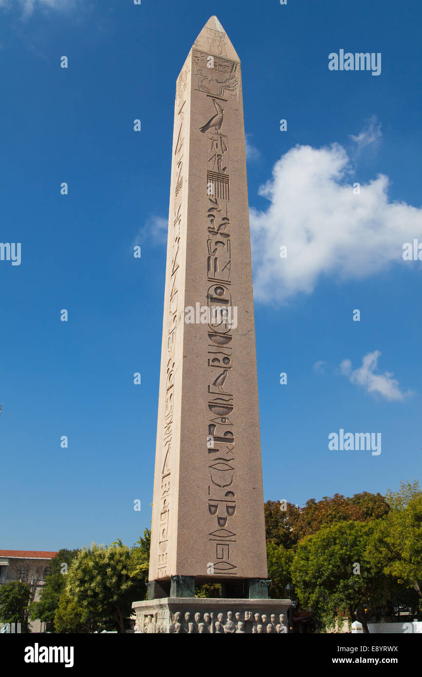 Obelisk of Thutmose III in Sultanahmet Square, Istanbul, Turkey. Stock Photo