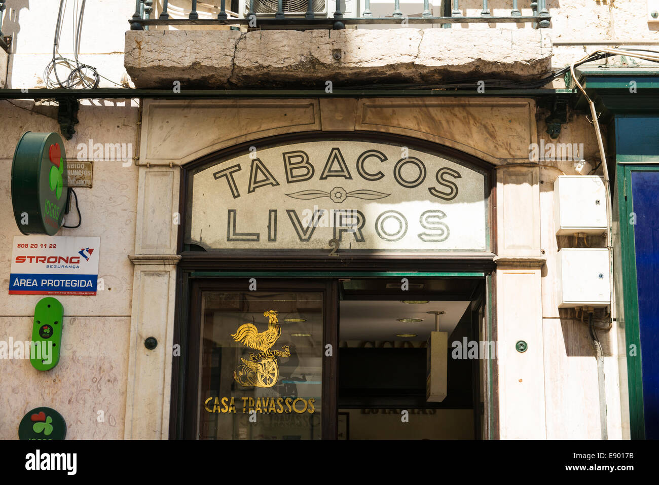 tobacco shop lisbon Portugal Lisbon Bairro Alto District Baixa old town city typical tabacos  livros shop store book books tobacco Casa Travassos Stock Photo