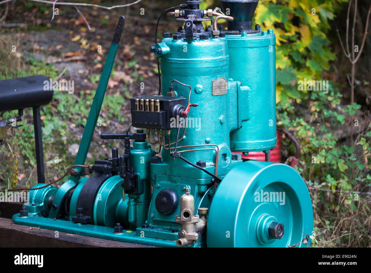 Old Swedish fishing boat engine Stock Photo Alamy
