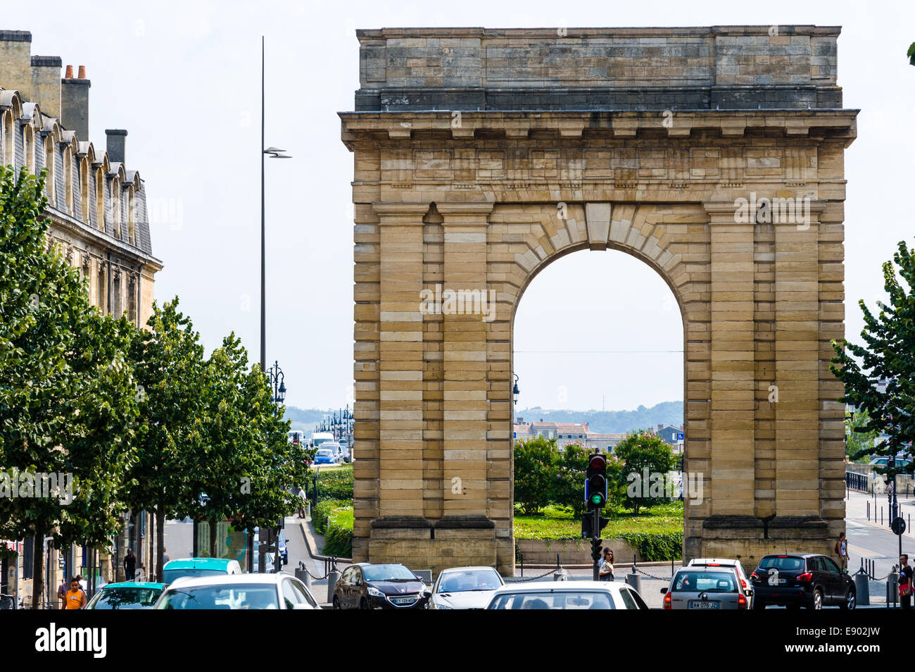 France, Bordeaux. Porte de Bourgogne, and old city wall gate. Stock Photo
