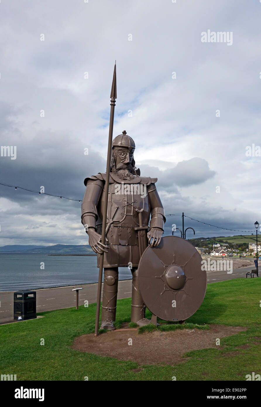 Statue of Magnus the Viking standing at the seafront in Largs North