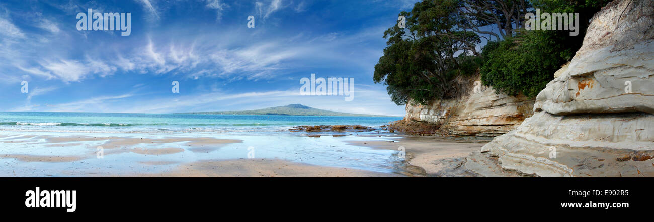 Rangitoto Island in the Hauraki Gulf, Auckland, New Zealand. Stock Photo