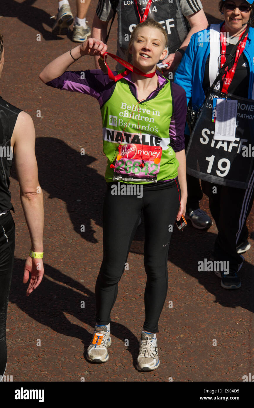 Virgin Money London Marathon Celebrity Sightings Featuring Stock - virgin money london marathon celebrity sightings featuring natalie dormer where london united kingdom !   when 13 apr 2014