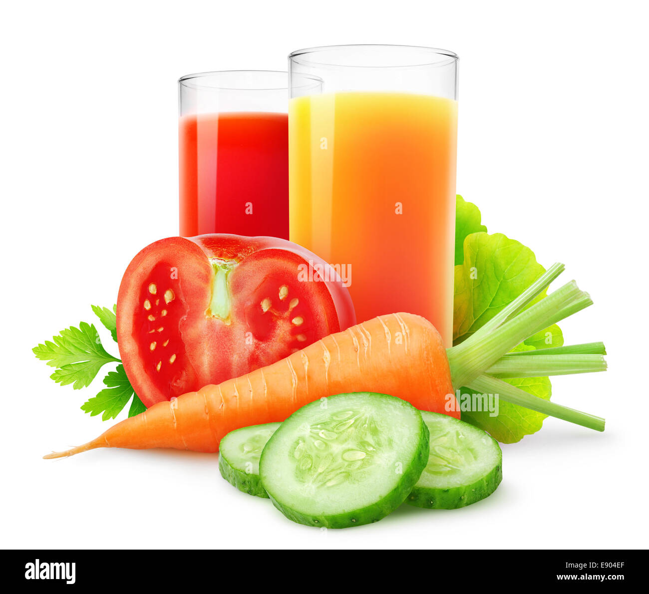 Fresh vegetable juices isolated on white Stock Photo Alamy