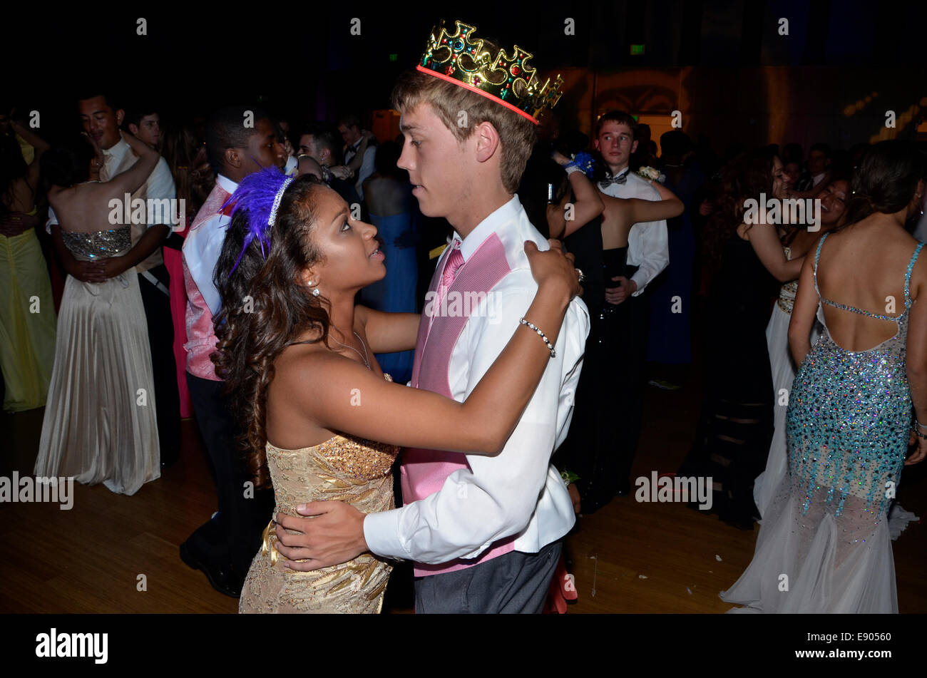 Homecoming King and Queen dancing Stock Photo