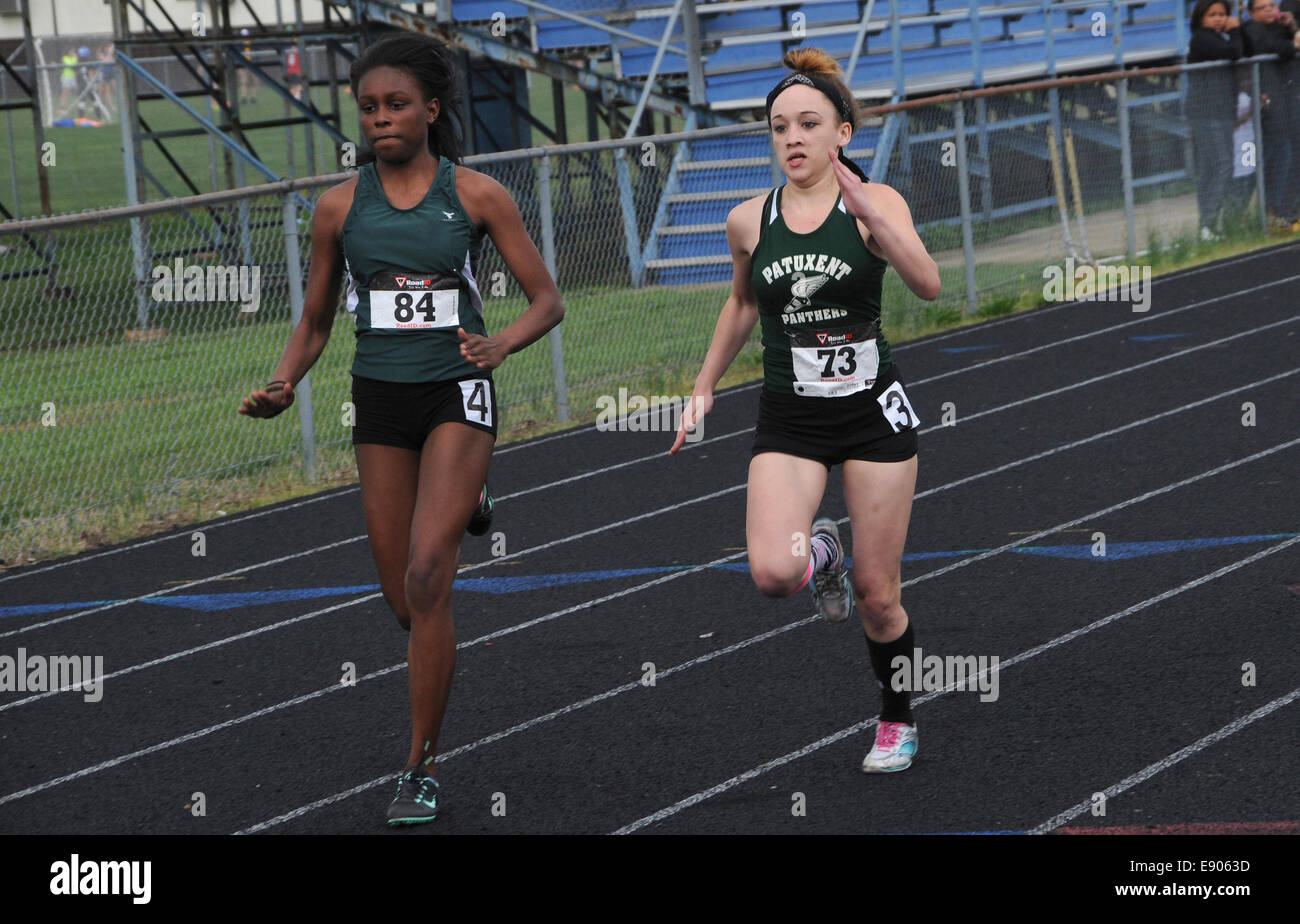 High school track meet Stock Photo Alamy