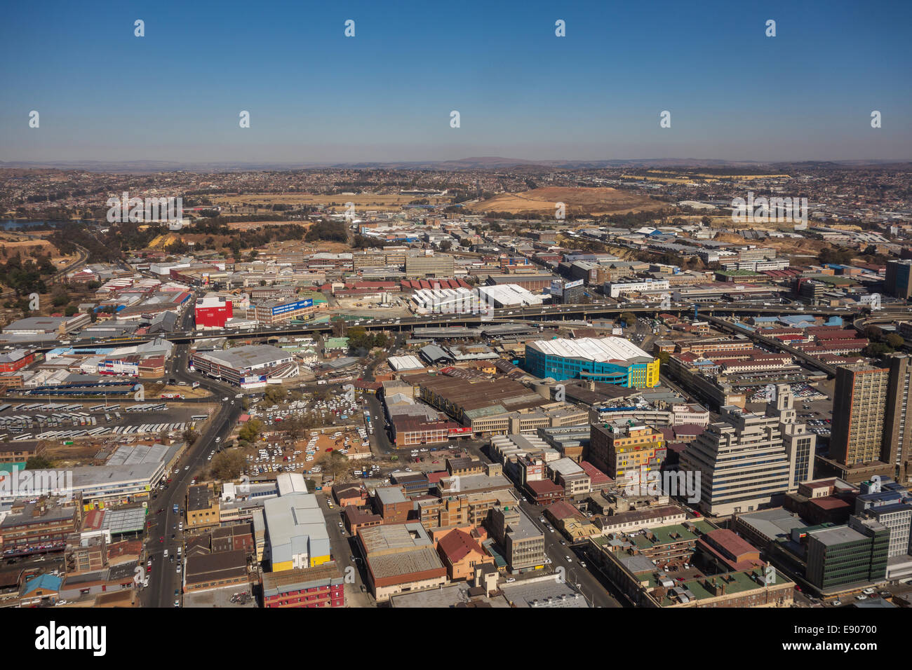 JOHANNESBURG, SOUTH AFRICA - Skyscrapers and buildings in southern section of the central business district. Stock Photo