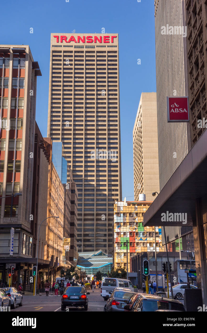 JOHANNESBURG, SOUTH AFRICA - Transnet buildings and other skyscrapers in downtown city center. Stock Photo