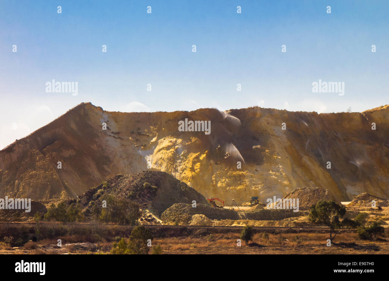 JOHANNESBURG, SOUTH AFRICA - Reprocessing gold mine tailings. Stock Photo