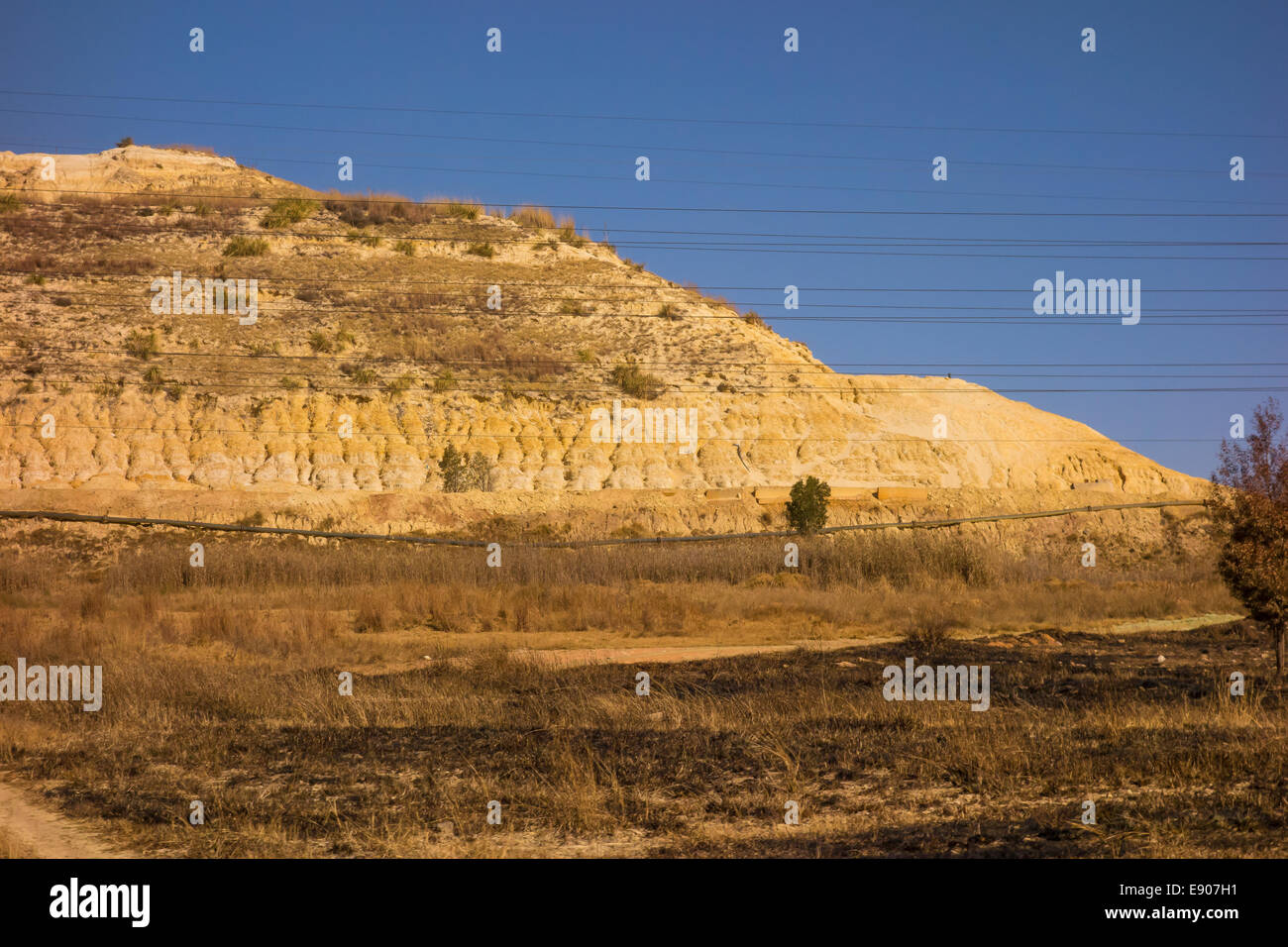JOHANNESBURG, SOUTH AFRICA - Mountain of gold mine tailings. Stock Photo