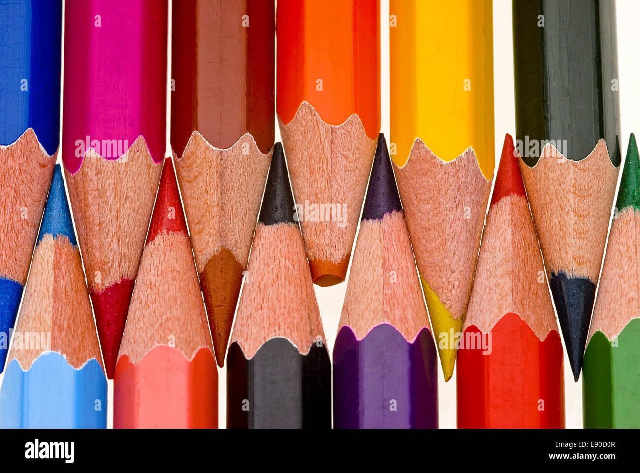 unequal pencil tips Stock Photo