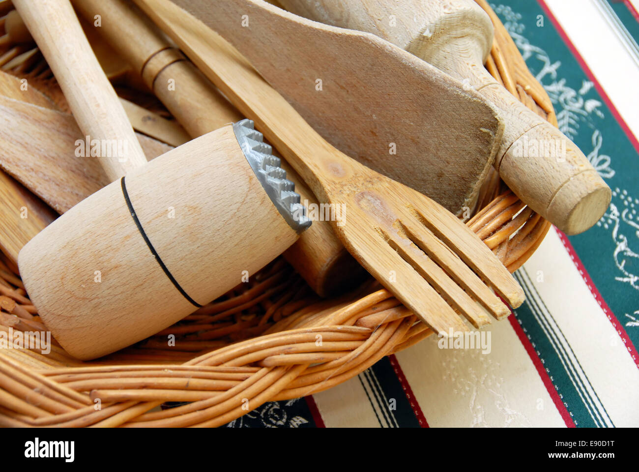 Wooden kitchen equipment Stock Photo Alamy