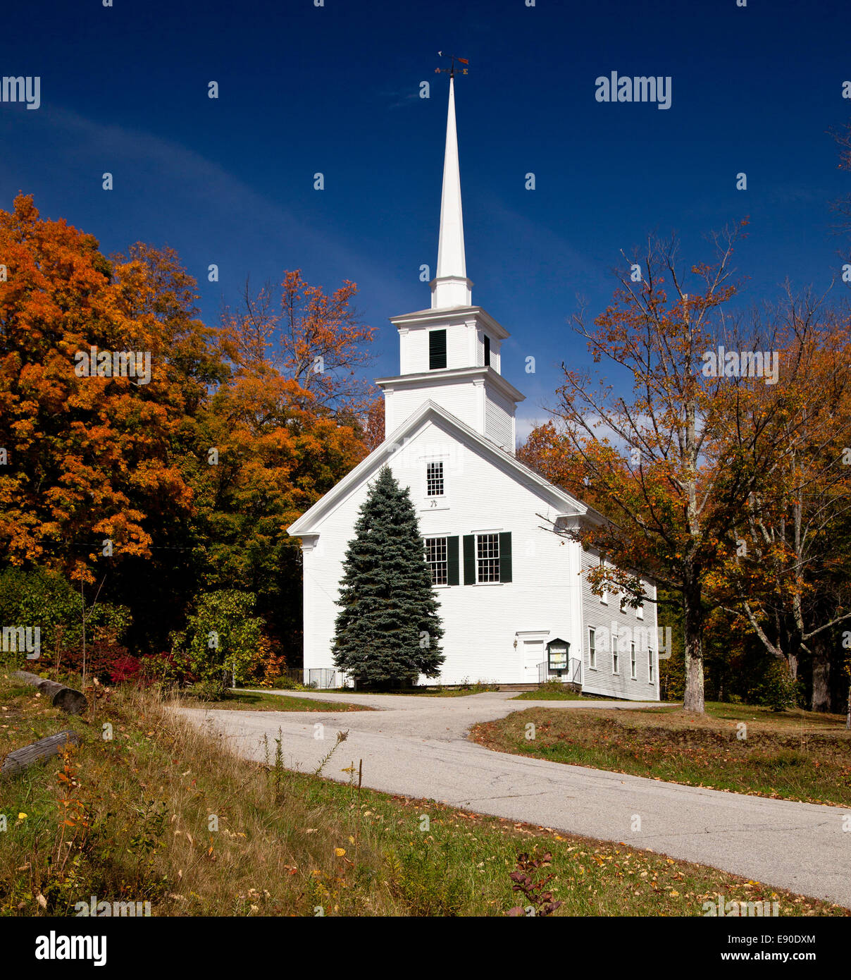 Vermont Church in Fall Stock Photo