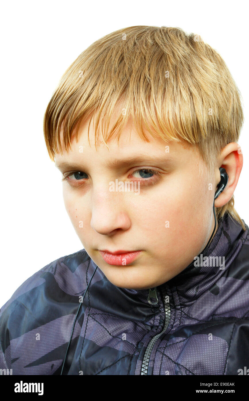 Young men listen to the music Stock Photo