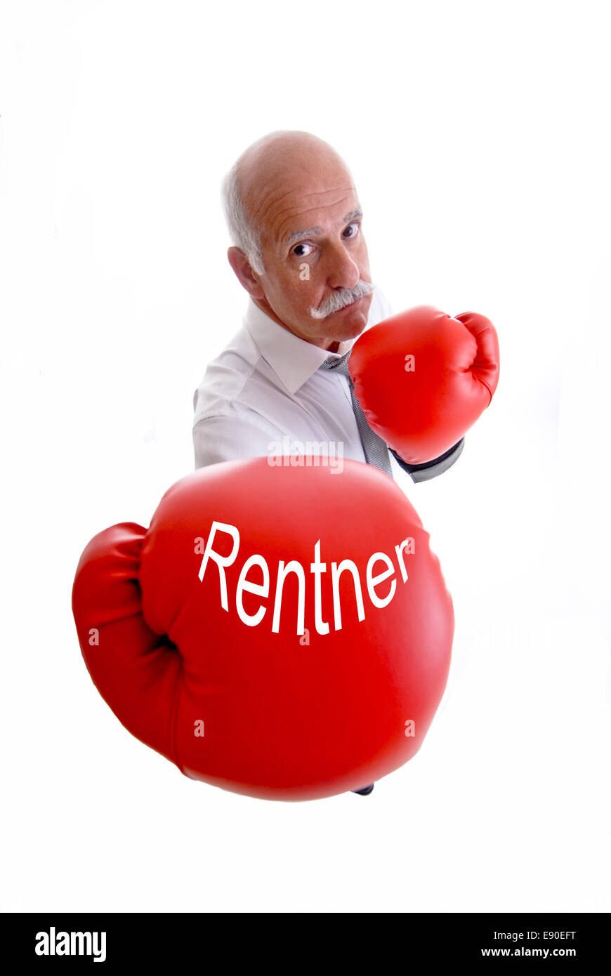 Pensioners with boxing gloves Stock Photo