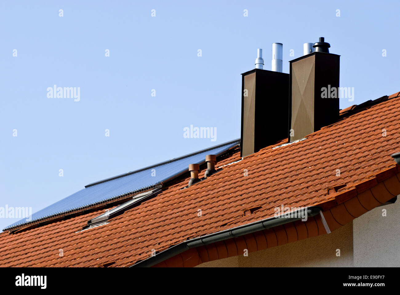 New construction with solar energy Stock Photo