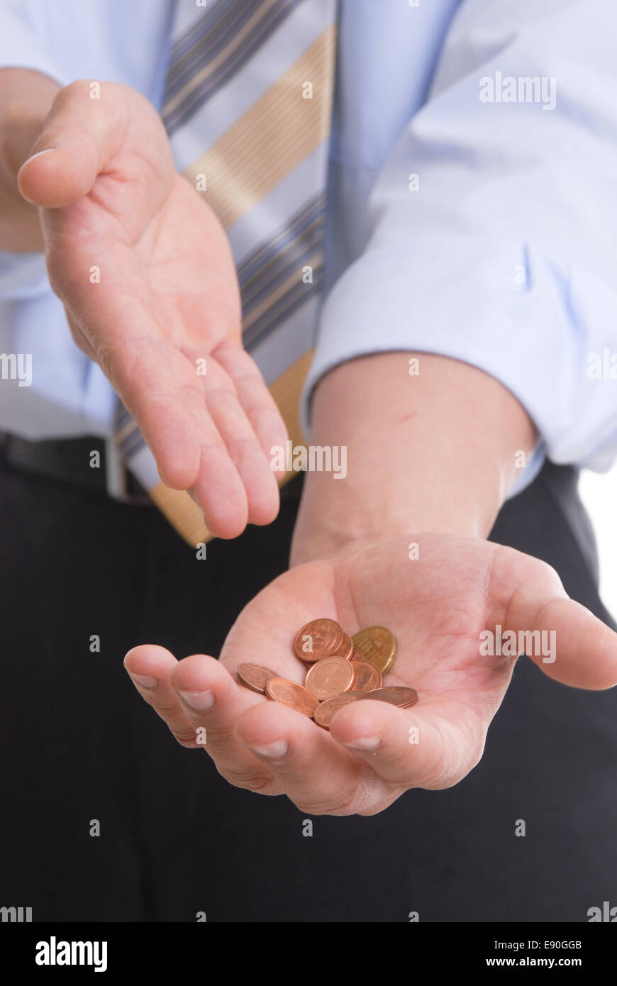 Cents in the hand Stock Photo