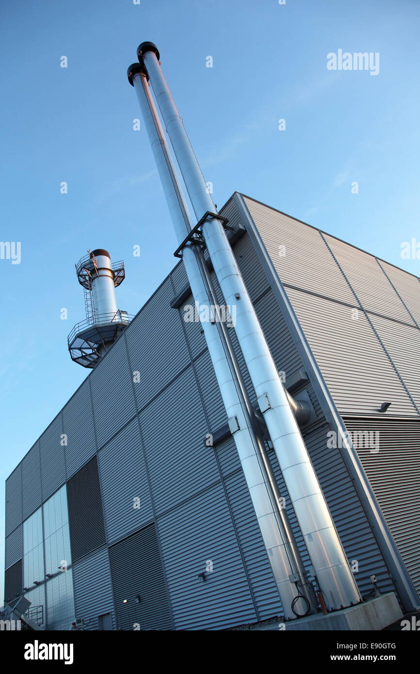 New biomass energy centre at London's Heathrow Airport, part of the airport-wide district heating scheme Stock Photo