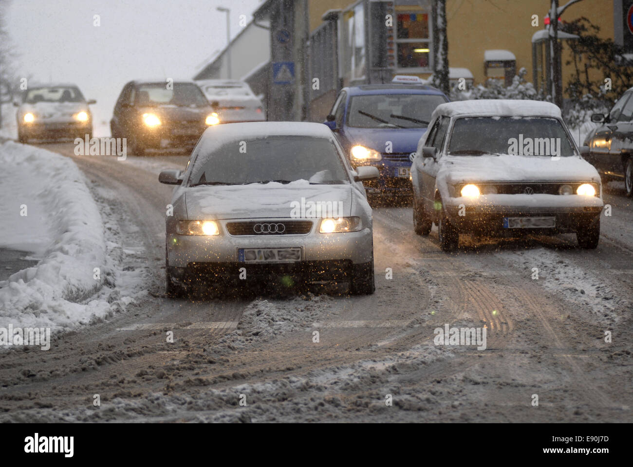 Traffic in winter Stock Photo