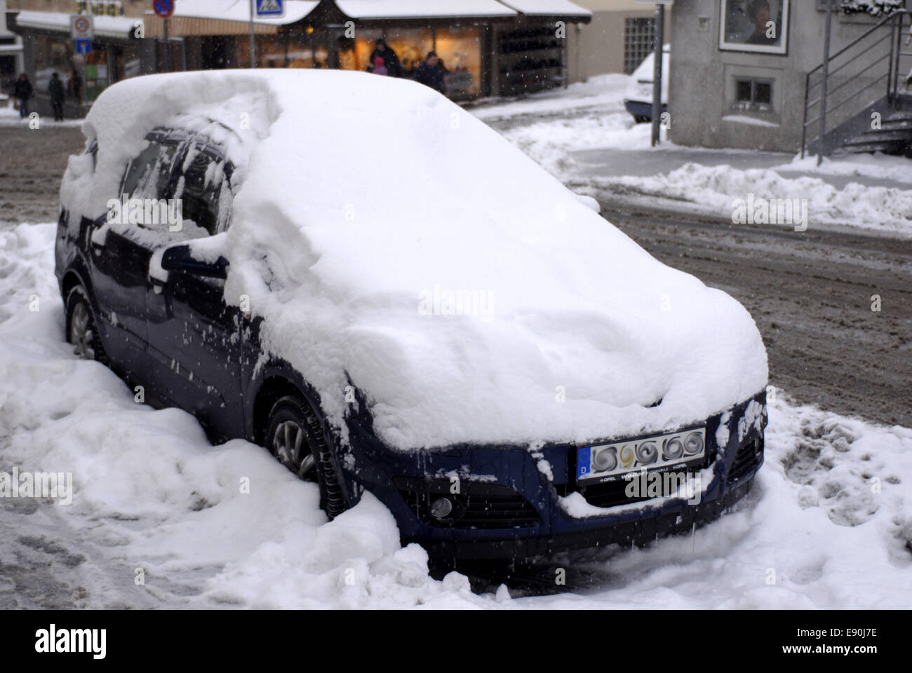 Snowy car Stock Photo