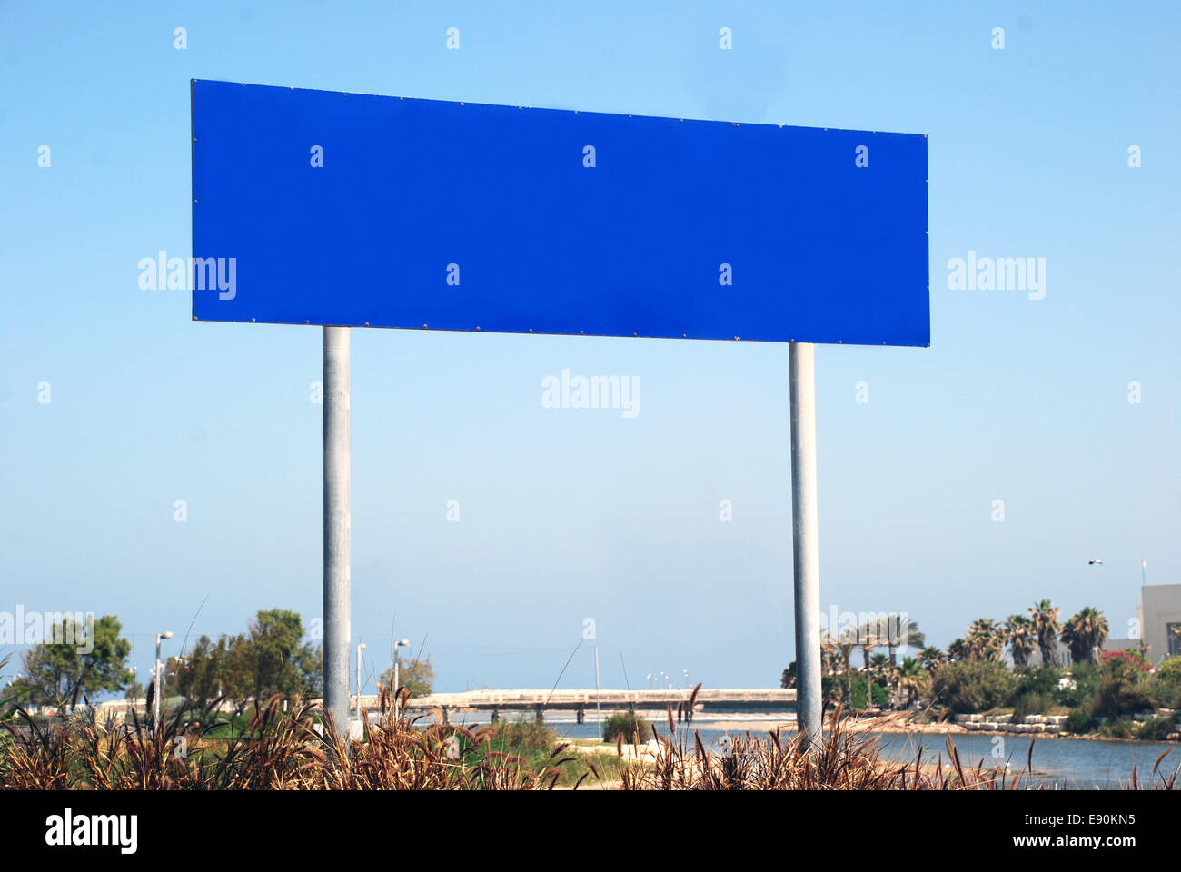 A Blank blue Sign on a pole Stock Photo - Alamy