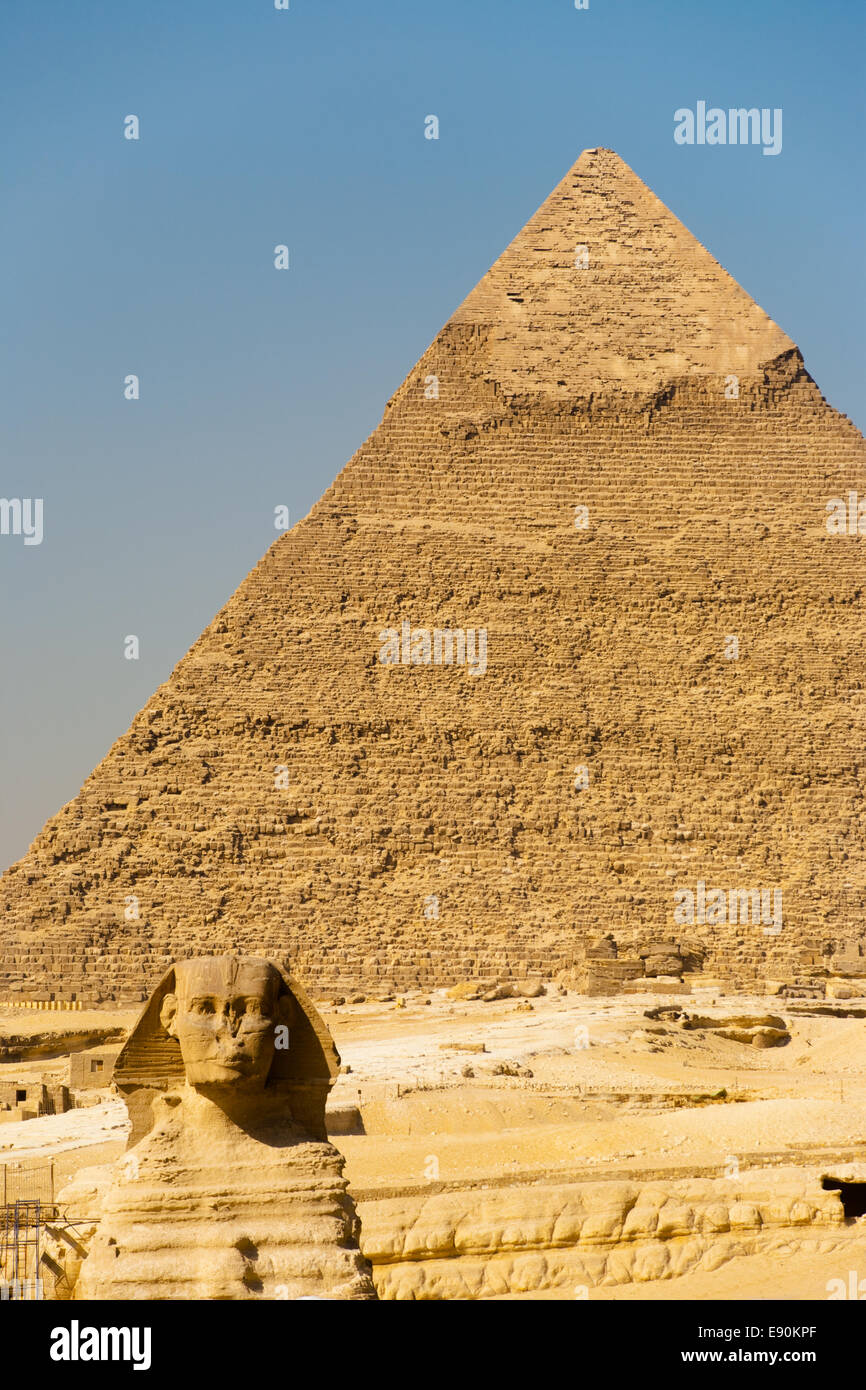 Sphinx Off-Center Pyramid Khafre Stock Photo