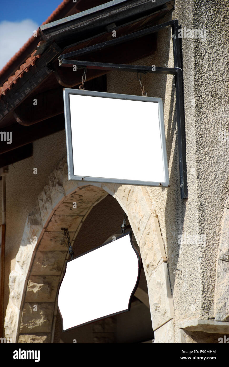 Blank white sign with a copy space area Stock Photo - Alamy