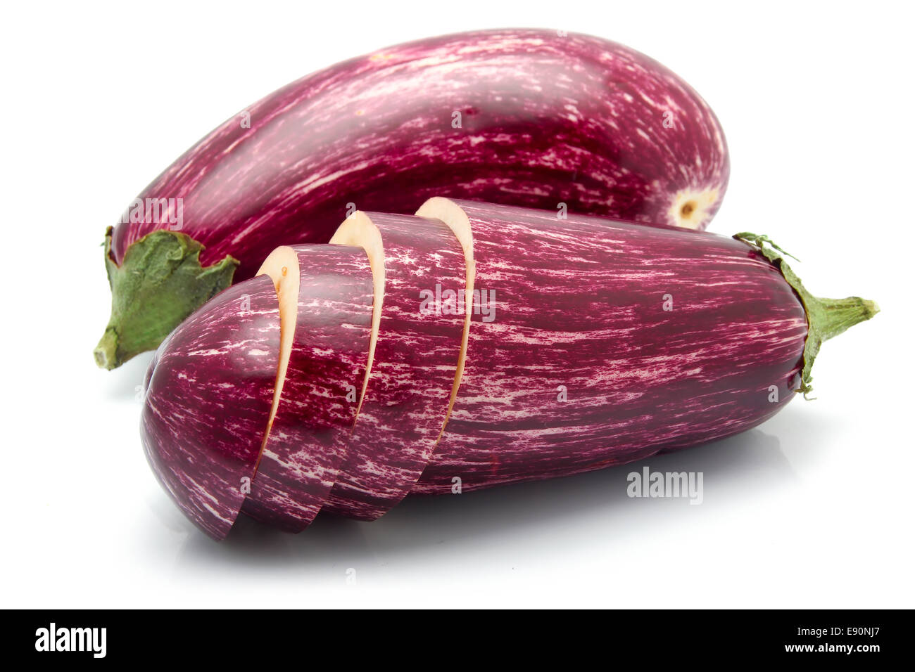 Purple sliced eggplant vegetables isolated Stock Photo
