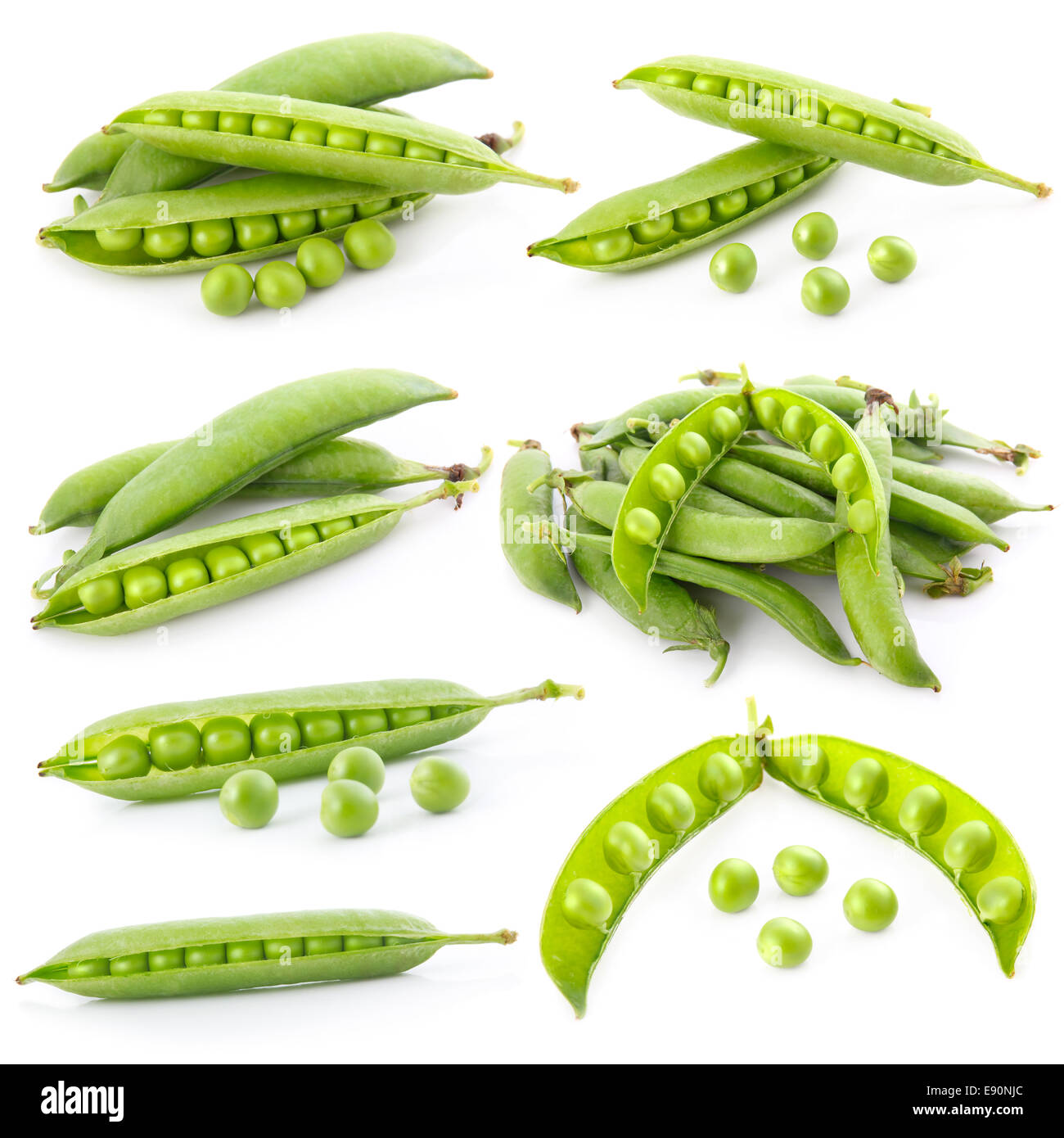 Set of ripe green pea in the pod isolated Stock Photo Alamy