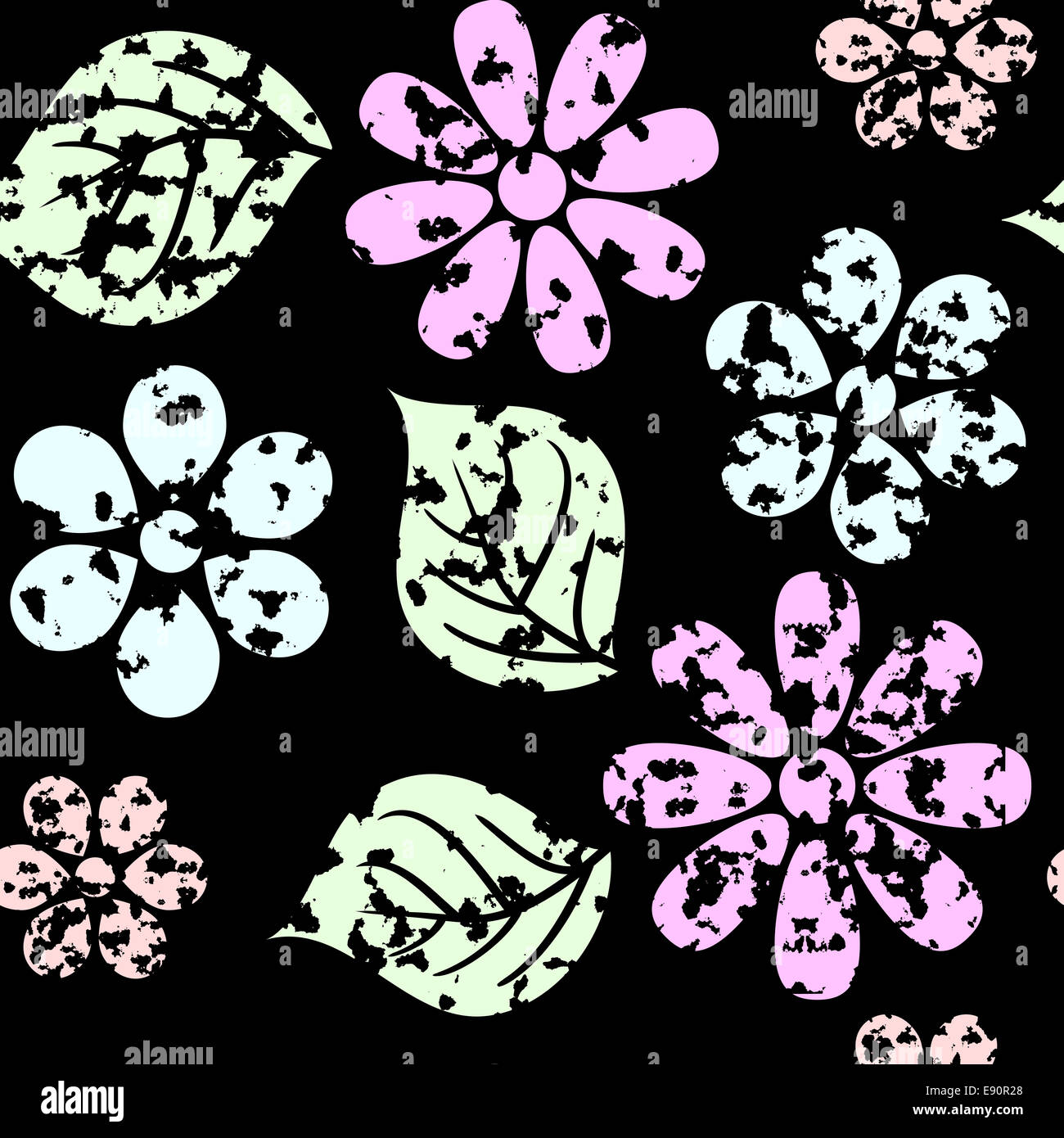 Grunge background with leaf and flowers Stock Photo - Alamy