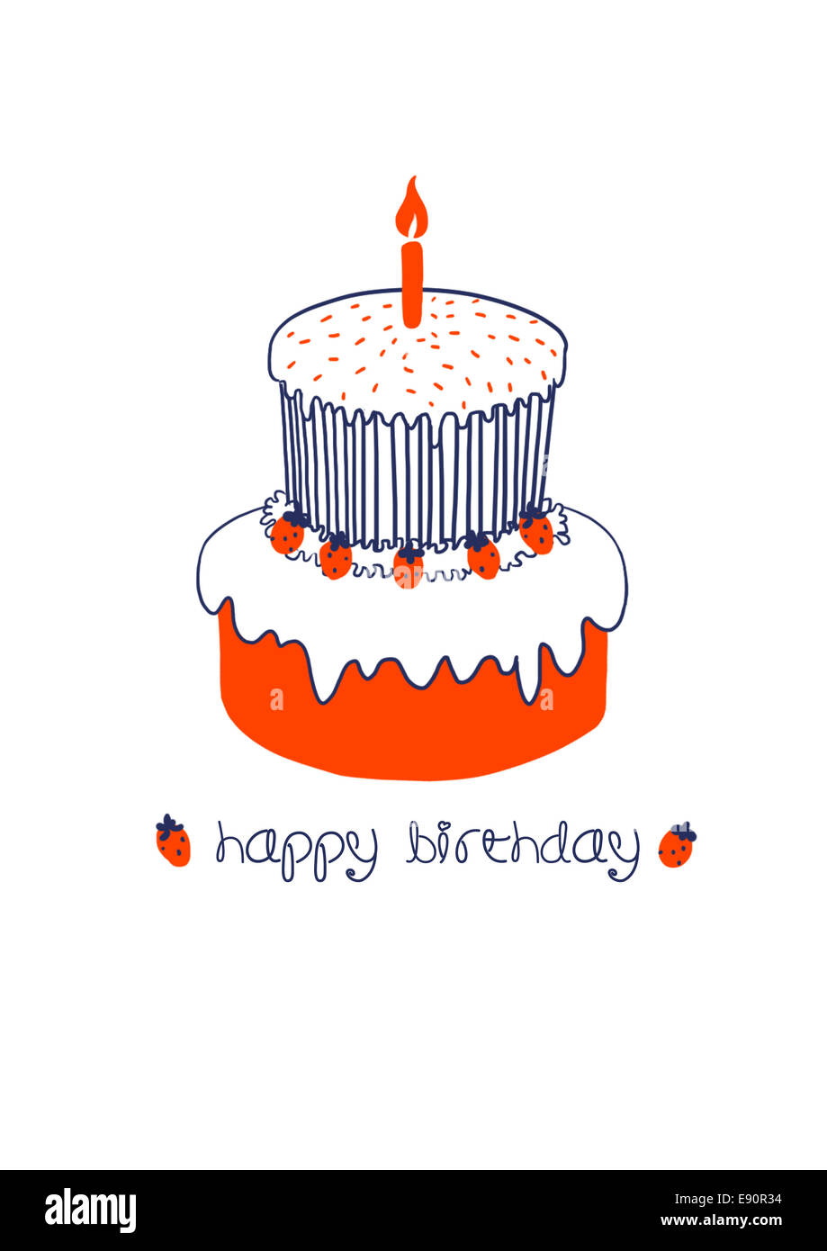 Illustration of a strawberry cake Stock Photo - Alamy