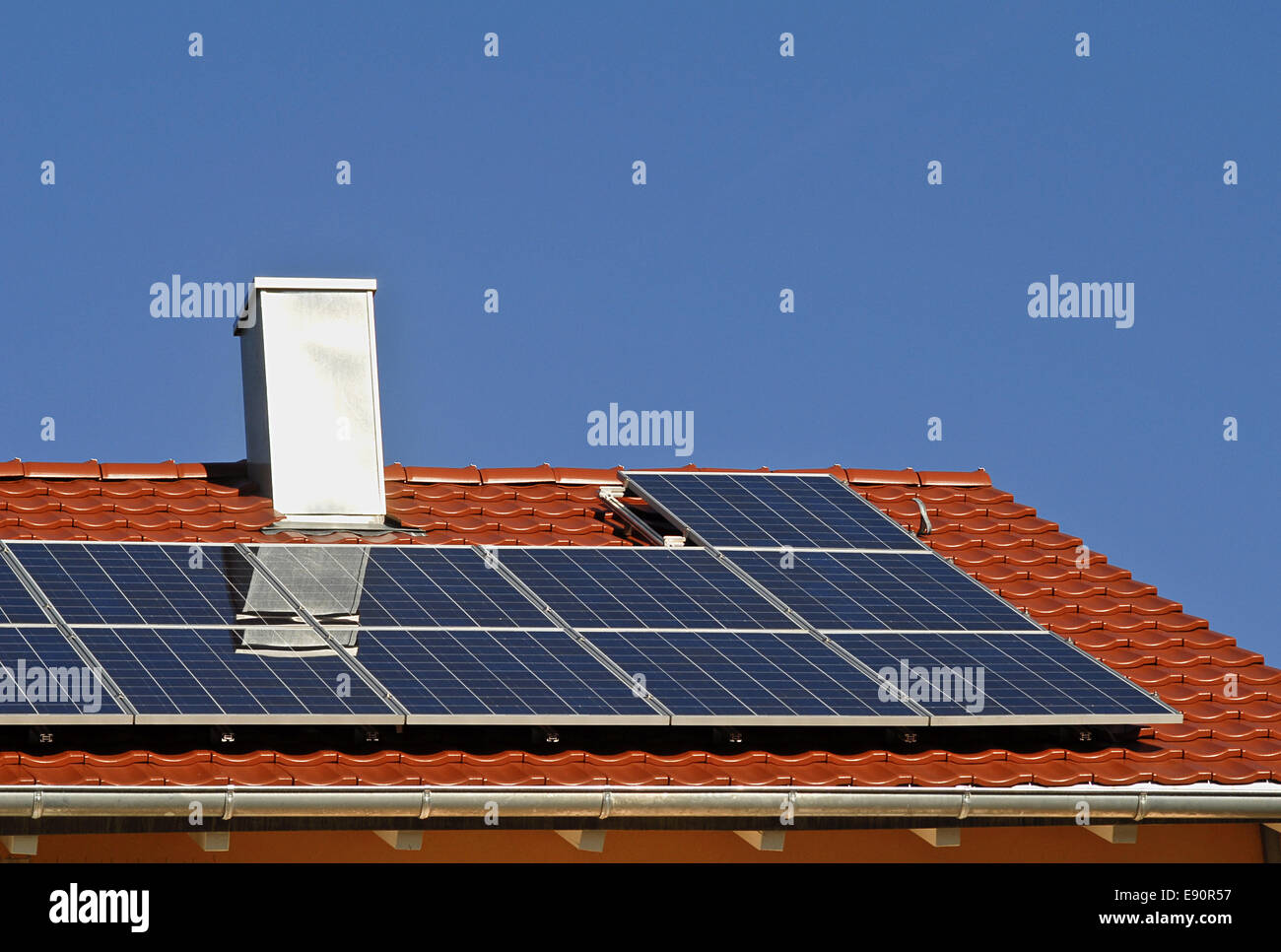 New construction with solar energy Stock Photo