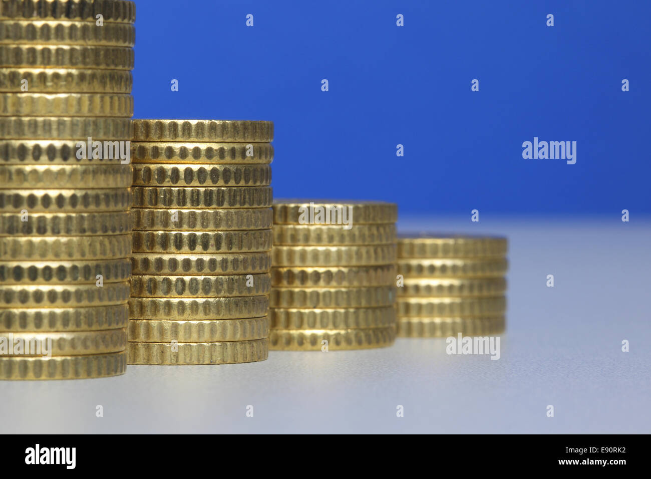 coin stacks, european currency Stock Photo