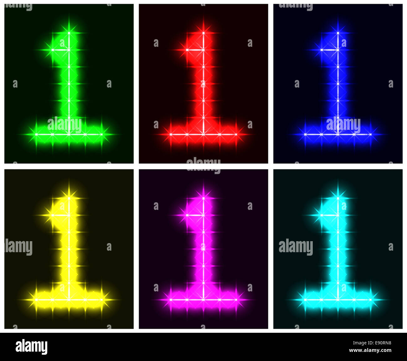 Set a glowing symbol of the number 1 Stock Photo - Alamy