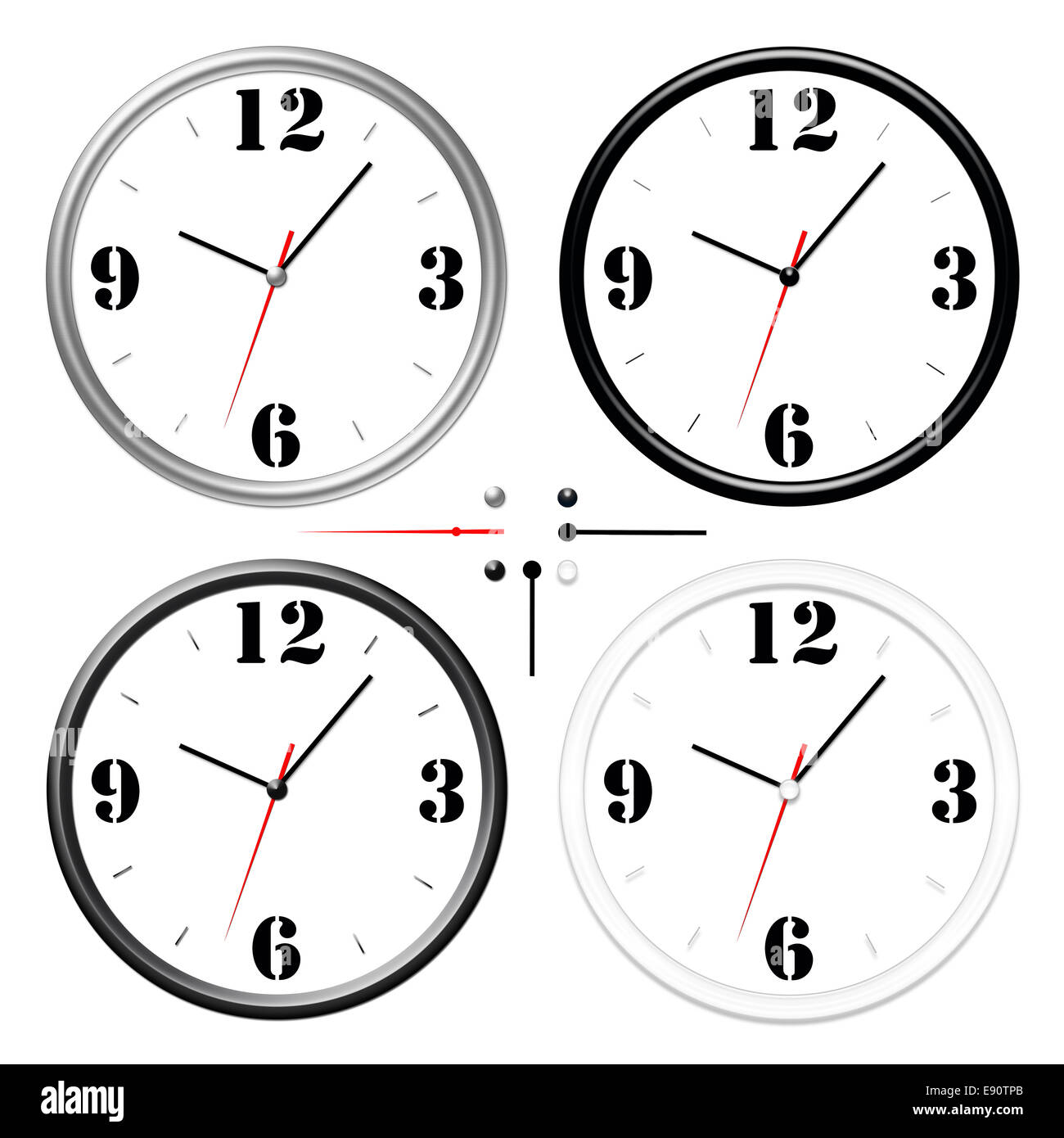 4 Clocks Stock Photo