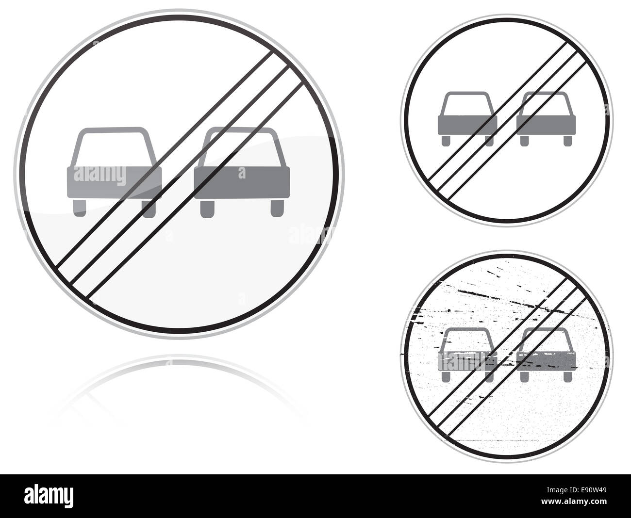 Variants A End Of No Passing Road Sign Stock Photo Alamy