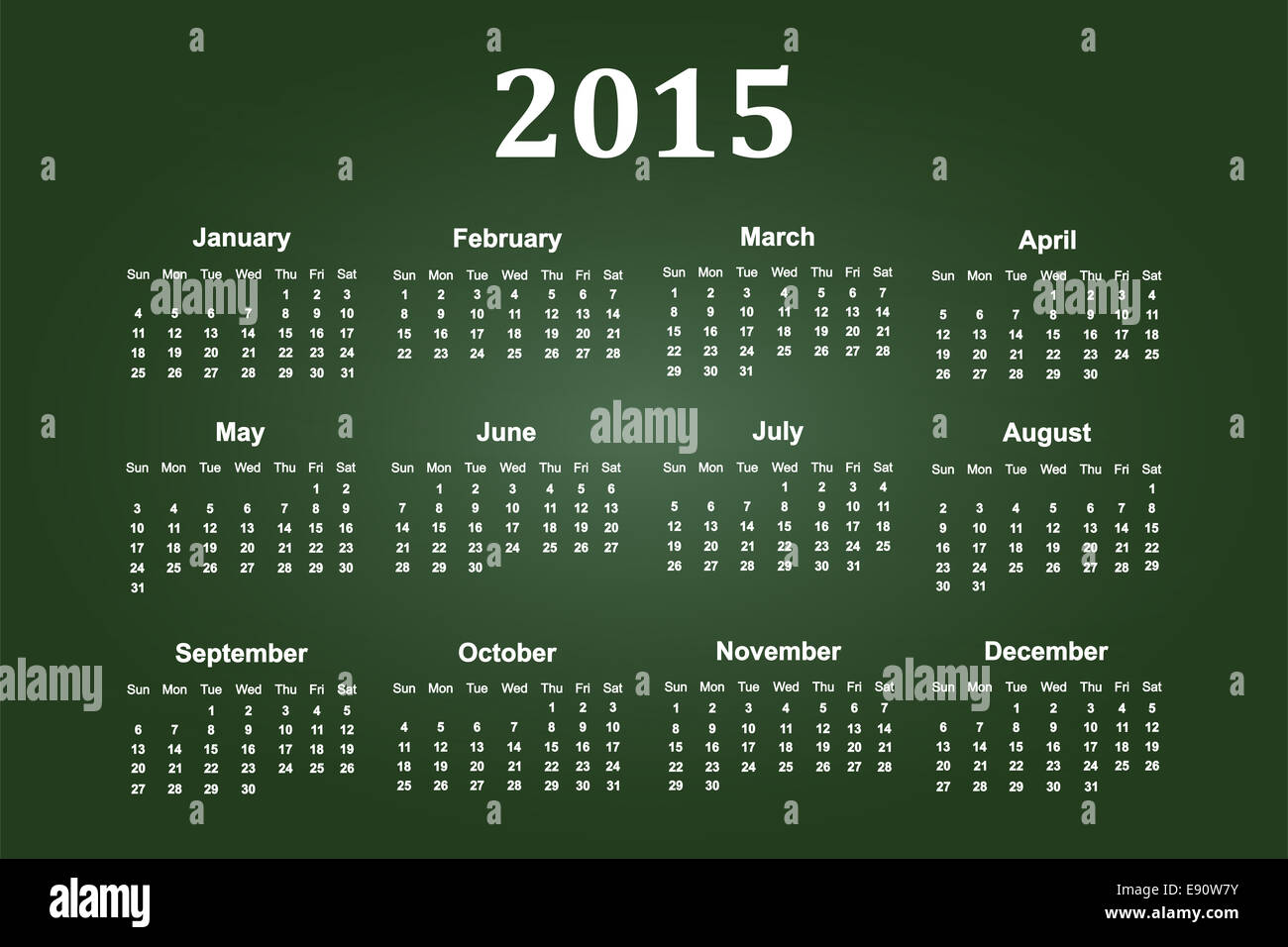 Calendar Of Year 2015 On Chalkboard Stock Photo - Alamy