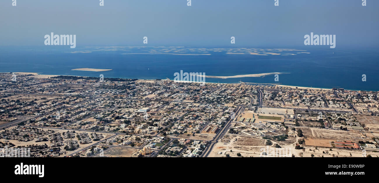 Artificial island complex The World. Dubai. Stock Photo