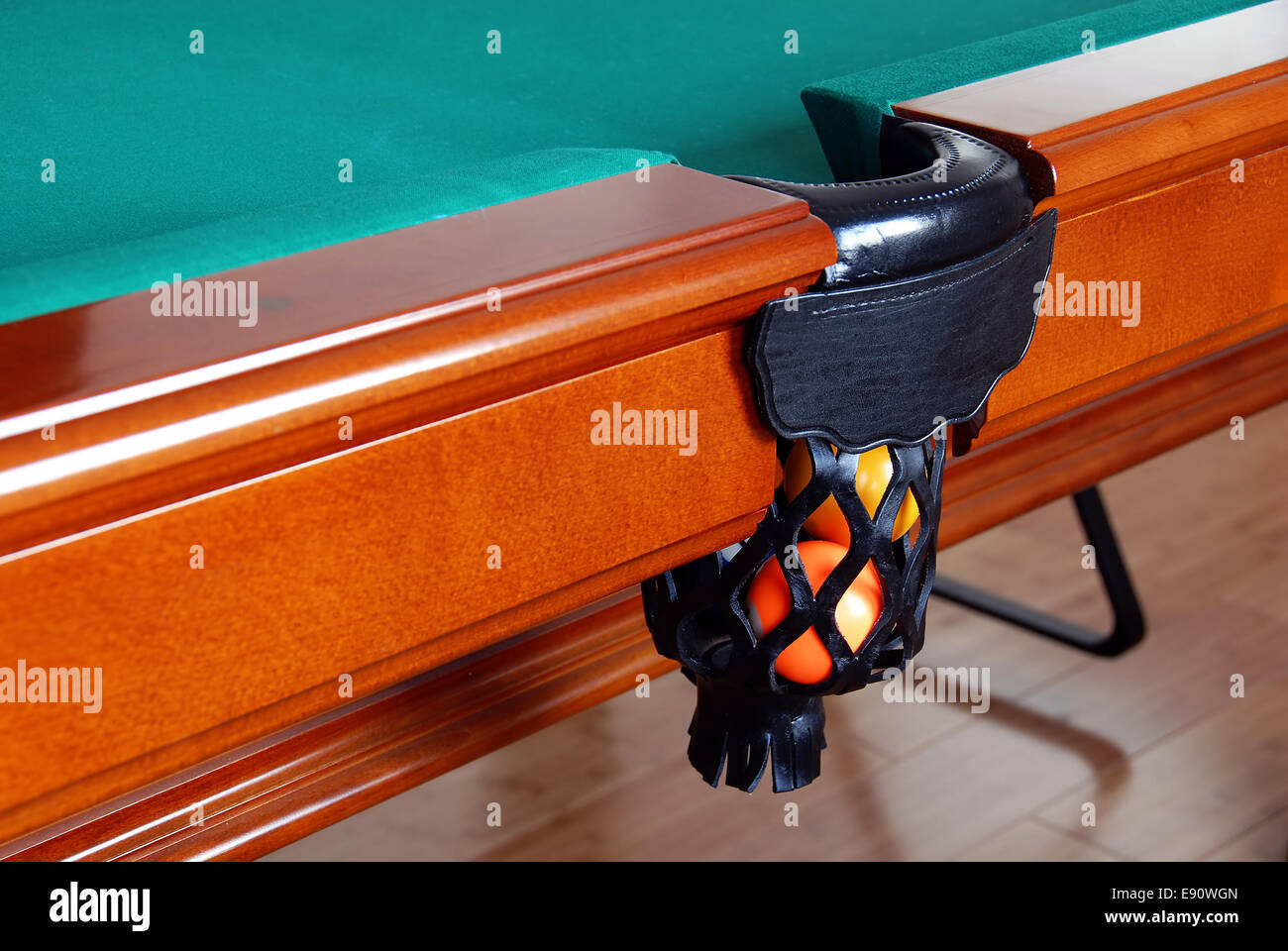 Balls in Billiards table pocket Stock Photo Alamy