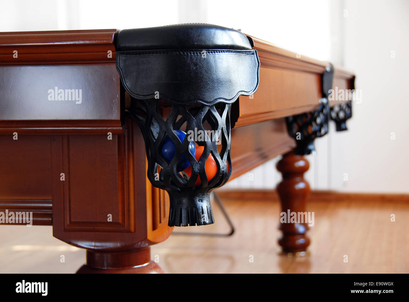 Balls in Billiards table pocket Stock Photo Alamy