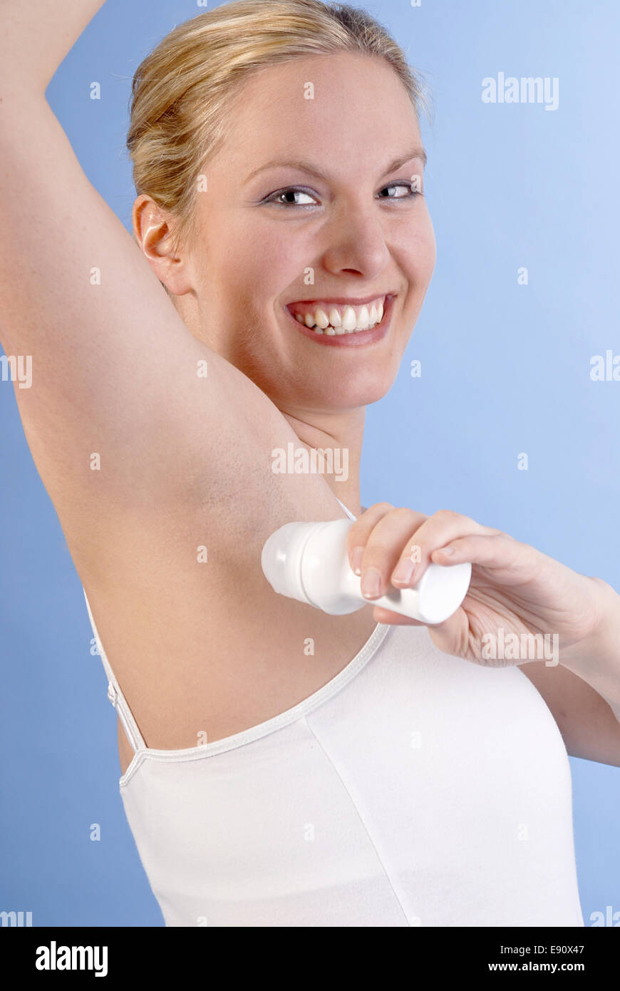 Body care with a roll-on deodorant Stock Photo