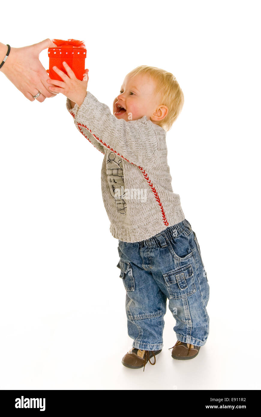Boy with gift box Stock Photo