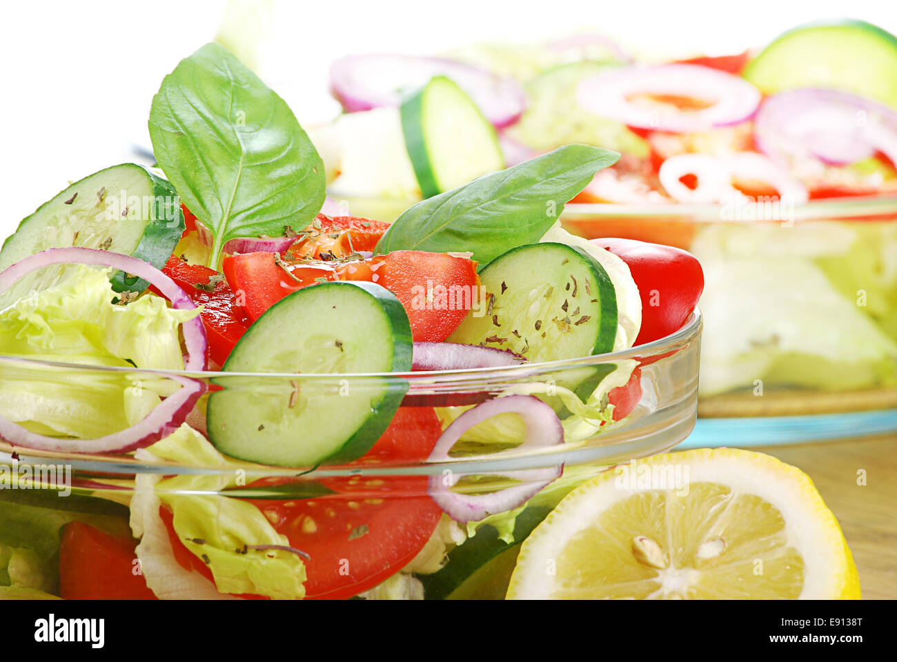 Composition with vegetable salad bowls Stock Photo Alamy