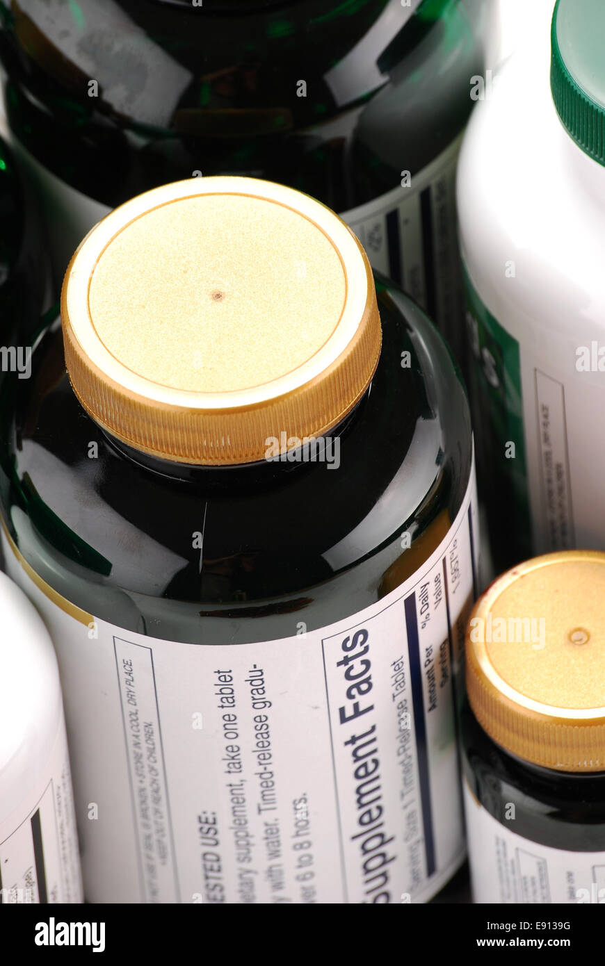 Dietary supplement containers Stock Photo Alamy