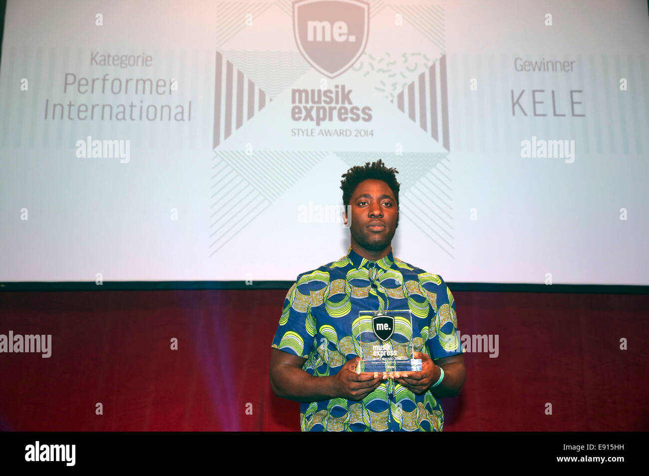 Berlin, Germany. 15th Oct, 2014. Kele Okereke attends the Musikexpress Style Award 2014 on 15.10.2014 at the E-Werk in Berlin. Credit:  dpa picture alliance/Alamy Live News Stock Photo