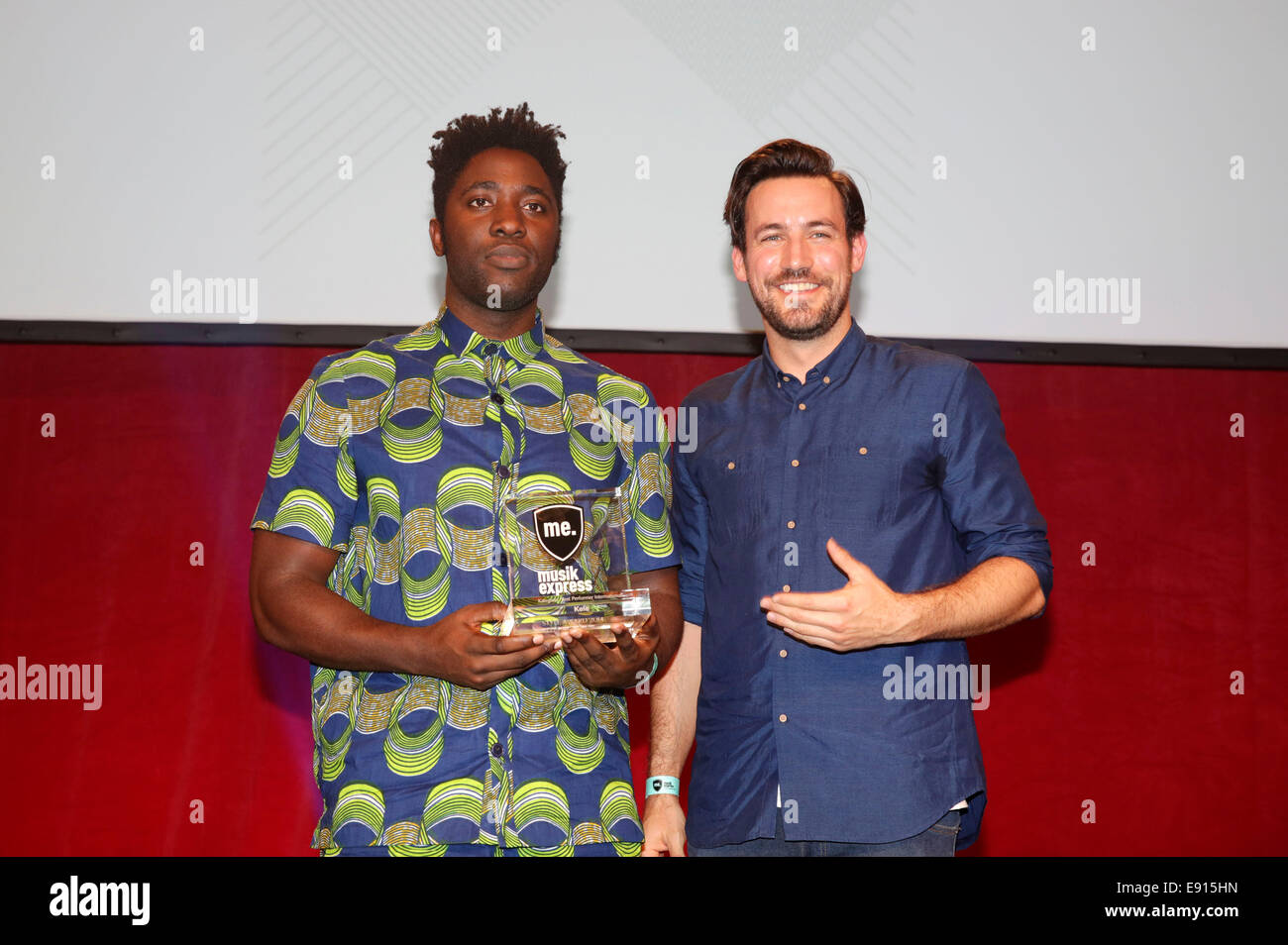 Berlin, Germany. 15th Oct, 2014. Kele Okereke and Jan Koeppen attend the Musikexpress Style Award 2014 on 15.10.2014 at the E-Werk in Berlin. Credit:  dpa picture alliance/Alamy Live News Stock Photo