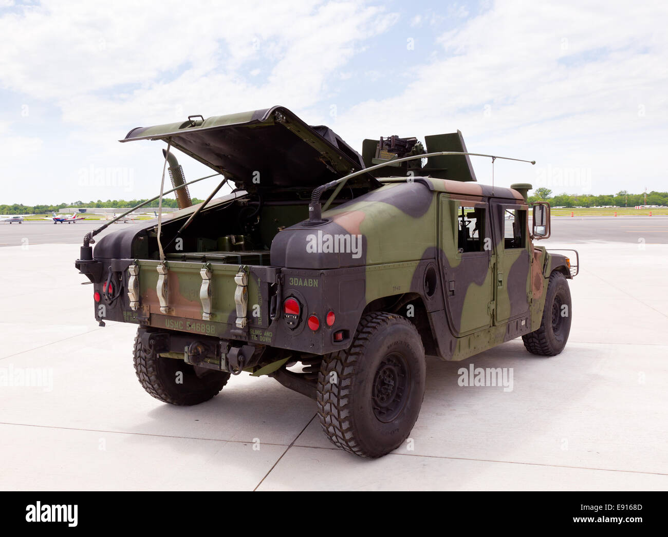 Army camouflaged Humvee truck Stock Photo