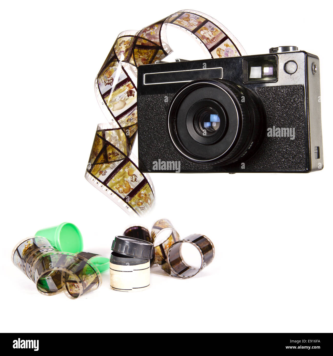 Old camera isolated on white background Stock Photo - Alamy