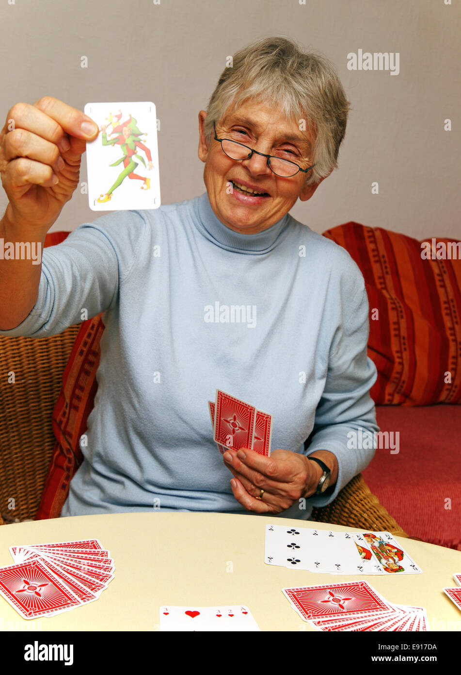 Happy Senior Card Game Stock Photo Alamy